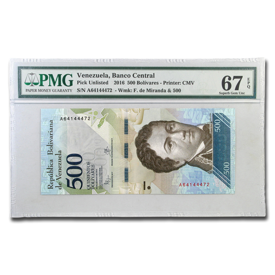 2016 Venezuela 500 Bolivares De Miranda CU-67 EPQ PMG 2016 Venezuela 500 Bolivares De Miranda CU-67 EPQ PMG